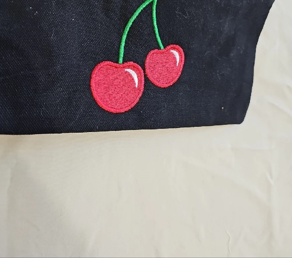 8 Other Reasons Black Cherry Embroidered Canvas Makeup Pouch